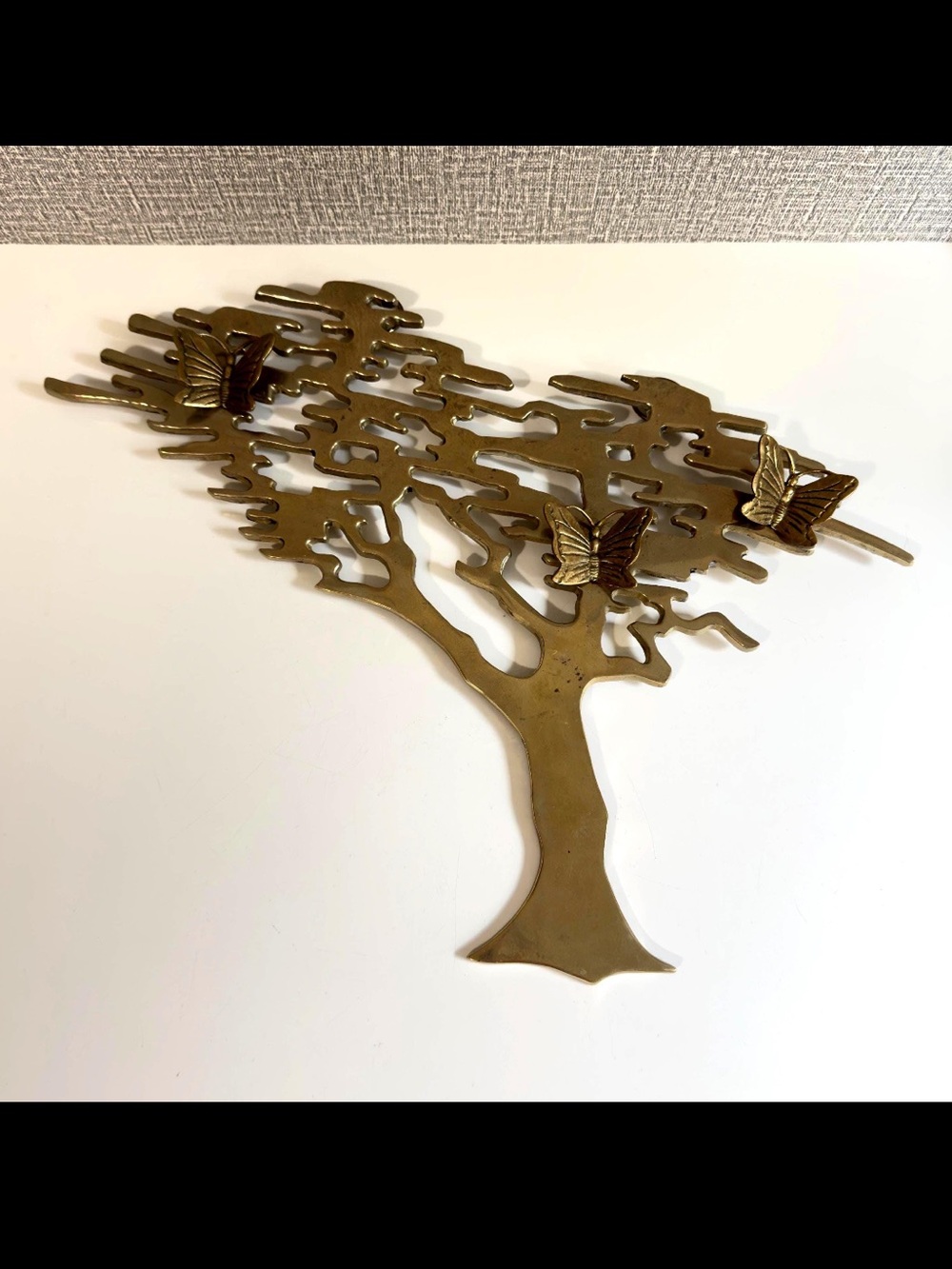 Vintage Brass Bonsai Tree Wall Art with 3D Butterflies MCM Home  Decor
